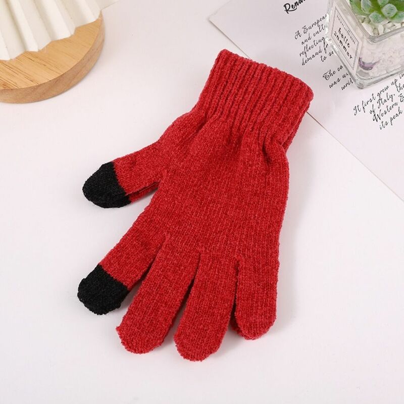 1Pair New Fashion Winter Gloves Keep Warm Cute Furry Warm Gloves  For Women Men Outdoor Sport Knitted Mittens