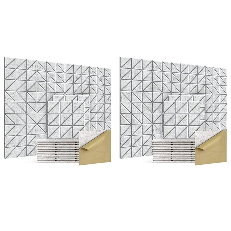 Zelfklevende Akoestische Panelen, 24 Stuks 12X12X0.4Inch Geluidsabsorberende Panelen, Decoratieve Geluiddichte Wandpanelen C
