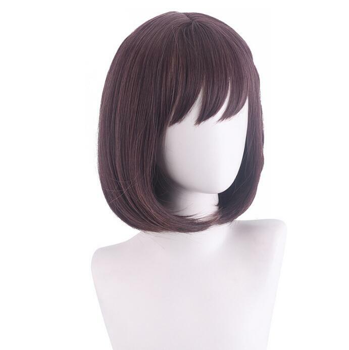 Женский парик, синтетический, короткий, прямой, коричневый, парик для косплея из аниме-игры, термостойкий парик для вечеринки
