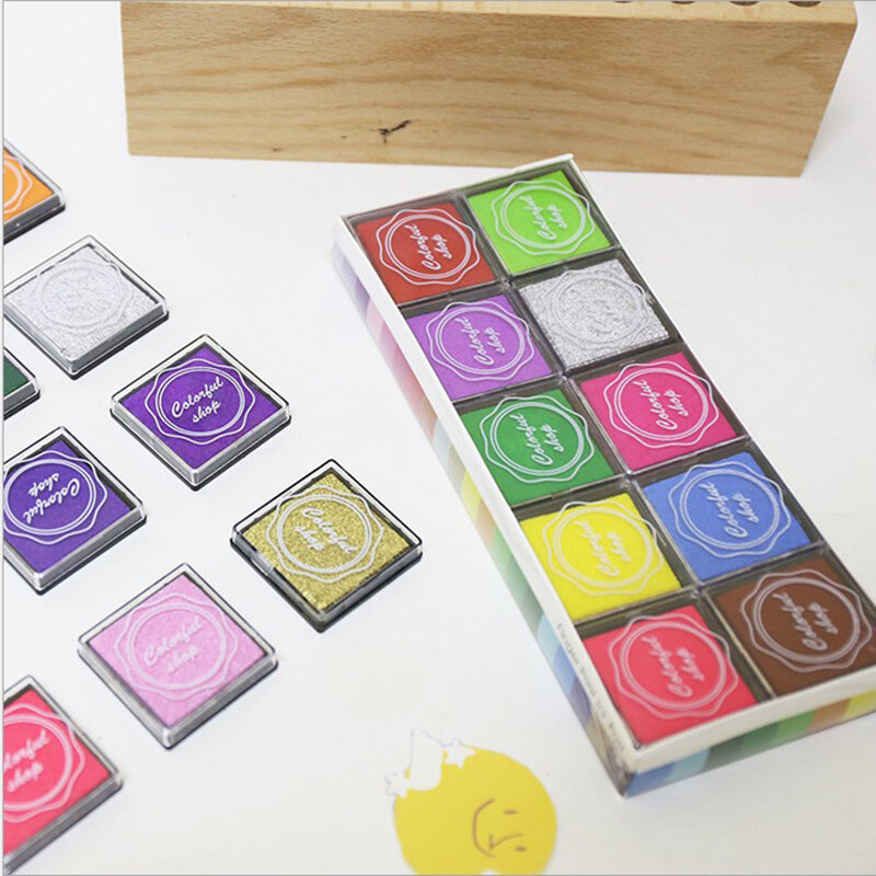 15 Colors Cute Inkpad Craft Oil Based DIY Ink Pads for Rubber Stamps Fabric Scrapbook Wedding Decor Fingerprint Stamp Pad