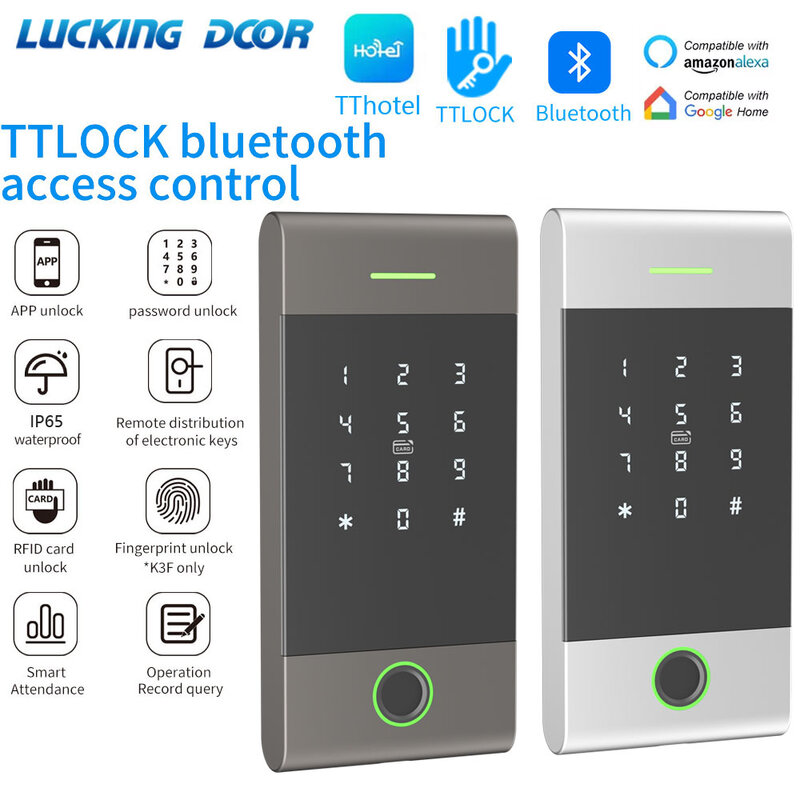 야외 NFC 키패드 Ttlock 앱 지문 블루투스 도어 컨택트 게이트웨이, 13.56Mhz RFID 액세스 제어 시스템, MJ01 알루미늄 합금
