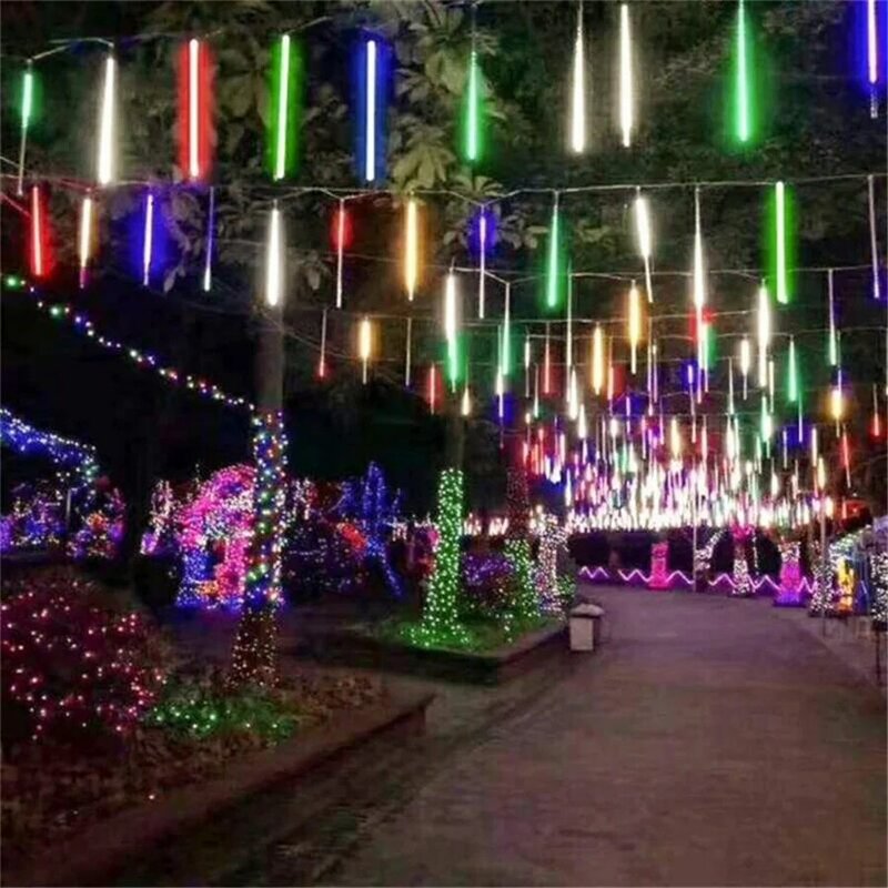 Meteor Shower String Light, 288LED, Exterior, Natal, Festa de casamento, Raindrop Icicle, Fairy Lights, Jardim, Decoração Guirlanda, Upgrade, 50cm