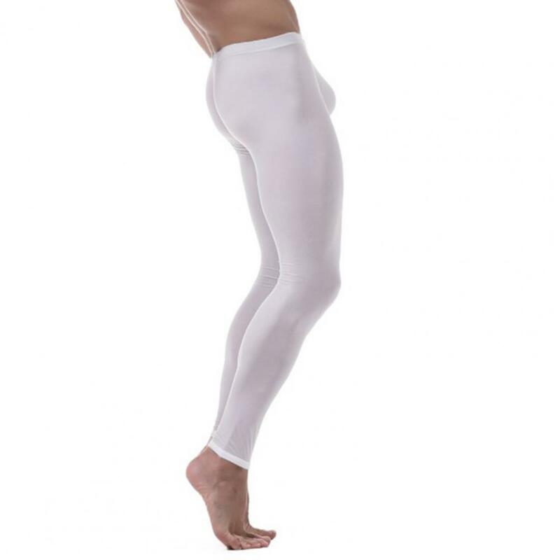 Cienkie letnie spodnie męskie jedwabiście gładkie Slim Fit wysokie elastyczne kalesony z wypukłymi z gąbką uwypuklającą miękkie oddychające na jesień