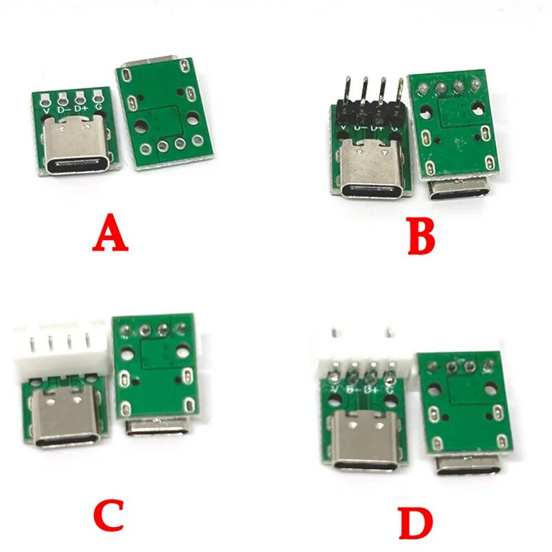 Tipo C Conector Soquete para Linha de Dados Cabo, Teste PCB Board Adapter, Tipo C, Tipo C, USB 3.1, 16 Pin, 4P, 10 Pcs, 5 Pcs, 1Pc