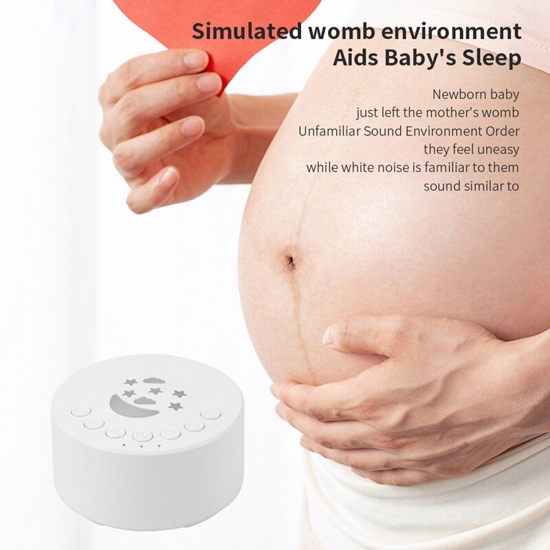 White Noise Sound Machine White Plastic Rechargeable Sleeping Adult Sleep Relax Baby Sleep Sound Player