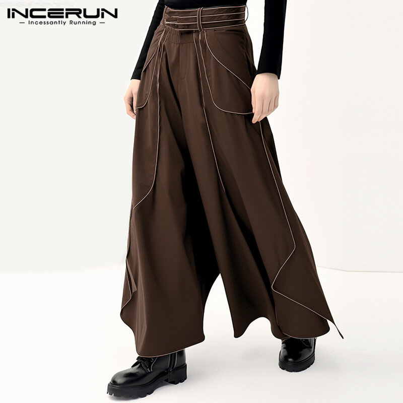2024 męskie nieregularne spodnie Patchwork luźne biegaczy Streetwear Casual spodnie z szerokimi nogawkami moda męska spodnie rekreacyjne S-5XL INCERUN