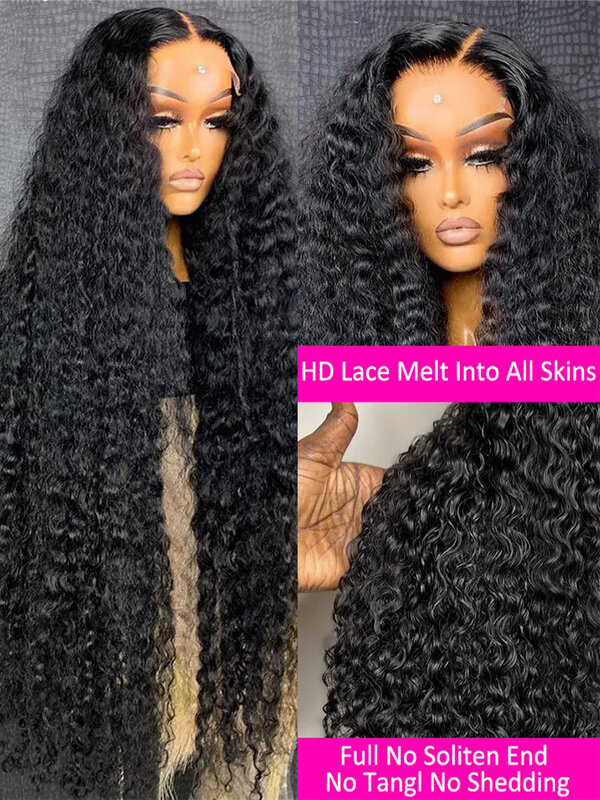 40Inch Deep Water Wave Frontal Wig Transparent 13x4 13x6 HD Lace Frontal Human Hair Wigs For Women Curly Human Hair Frontal Wigs