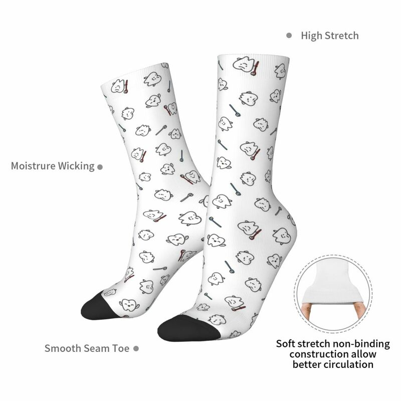 Funny Teeth. Cute Tooth Art. Dentist Pattern Design Socks Harajuku Super Soft Stockings All Season Long Socks Accessories