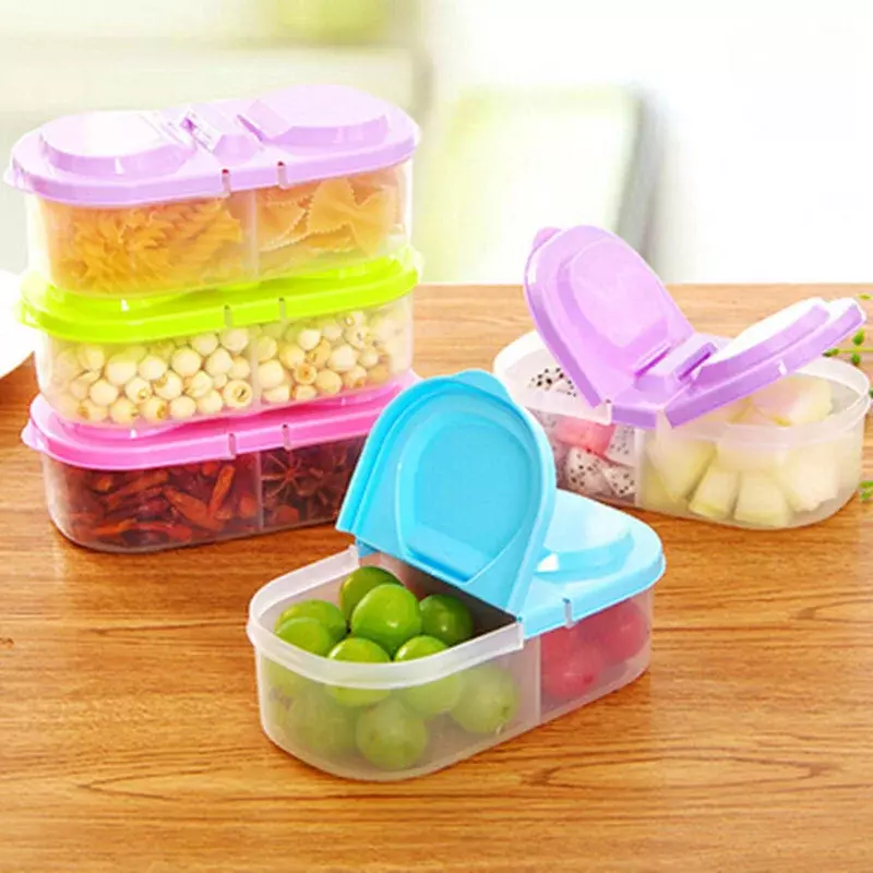 Wadah Makanan Plastik Sehat Kotak Makan Siang Portabel Kapasitas Berkemah Piknik Makanan Buah Wadah Kotak Penyimpanan untuk Peralatan Makan Anak-anak
