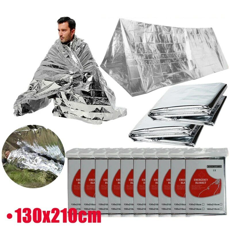 1PC Outdoor Emergency Survival Waterproof Tactical Life Rescue Body Heat Brace Belt Curtain Foil Thermal Protection Blanket