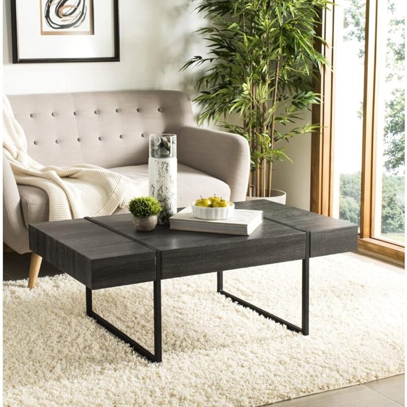 Table basse noire rustique moderne, meubles de salon, tables d'angle pour la maison, chaises de salon central, chambres de café