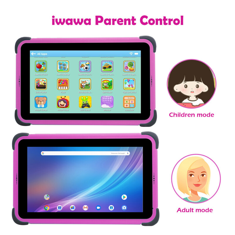 Cwowdefu-어린이 태블릿 8 ", IPS 1280x800 안드로이드 11 와이파이 6 쿼드 코어 2GB 32GB 구글 플레이 어린이 태블릿 PC, 어린이 앱 4500mAh