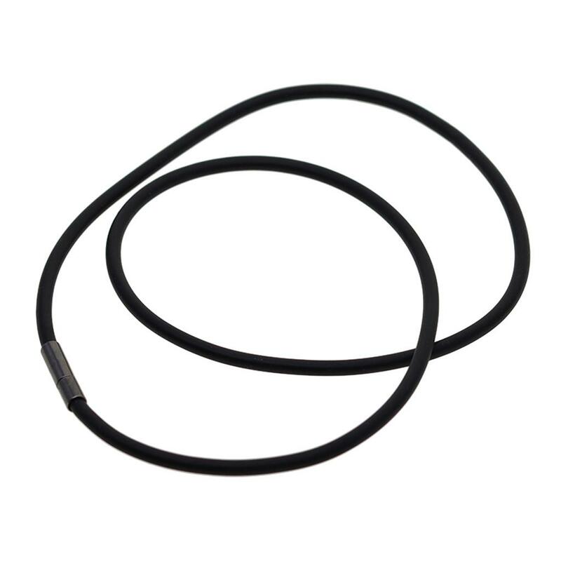 حبل قلادة مطاط أسود مع مشبك نحاسي ، مجوهرات ، 2 × 3 مم