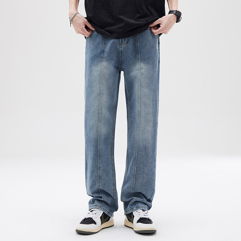 Nowość 2024. Męskie luźne proste spodnie Koreańska moda gradientowa Wszechstronne spodnie z szerokimi nogawkami Odzież uliczna
