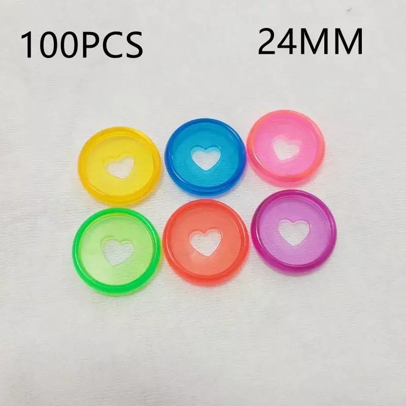 100PCS24MM transparent jelly-colored notebook plastic love binding ring binding button loose-leaf mushroom hole binding disc