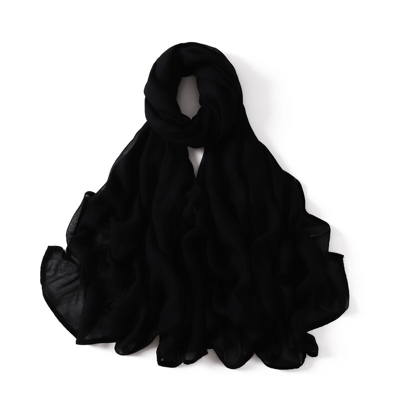 Women Big Size Plain Cotton Hijab Scarf Lady High Quality Wraps And Large Shawls Musulman Headband Islamic Turban 200*85CM