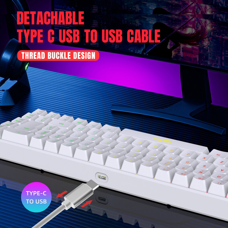 HXSJ V200 przewodowa klawiatura streamerowa K68 RGB Mini do gier 19-klawiszowa klawiatura membranowa bez konfliktów, ale wrażenie mechaniczne do gry/biura