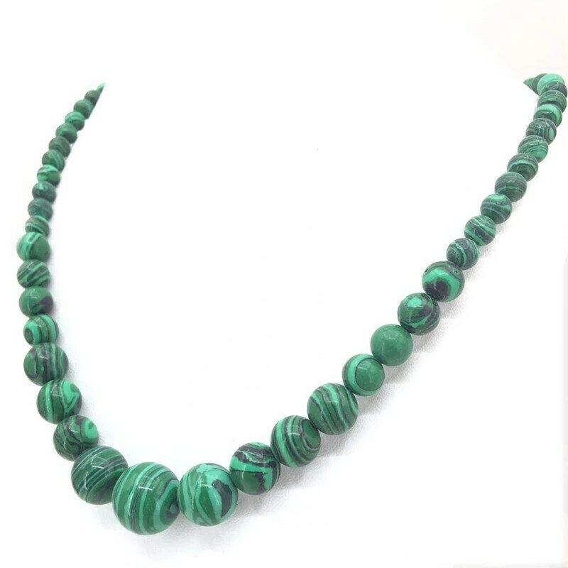 6-14mm Green Synthetic Malachite Stone Round Beads Strand Beaded Necklace For Women Fashion Party Gifts Jewelry 18inch