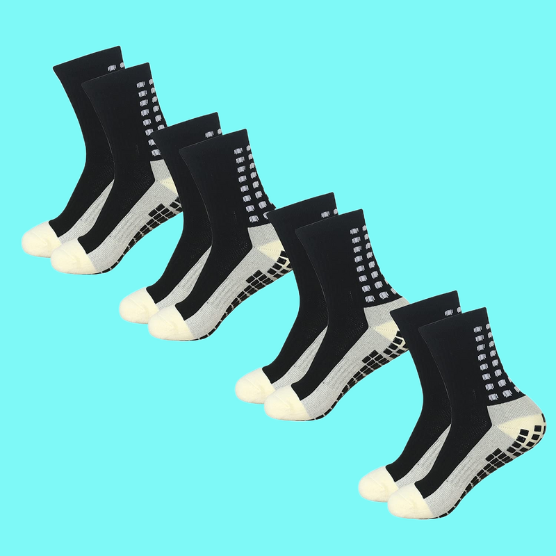 4 Pair High Quality Men's Soccer Socks Anti Slip Grip Pads Sweat Absorption Athlatic Socks Breathable Soft Sports Grip Socks