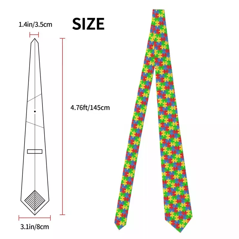 Mens Tie Classic Skinny Colorful Puzzle Background Neckties Narrow Collar Slim Casual Tie Gift