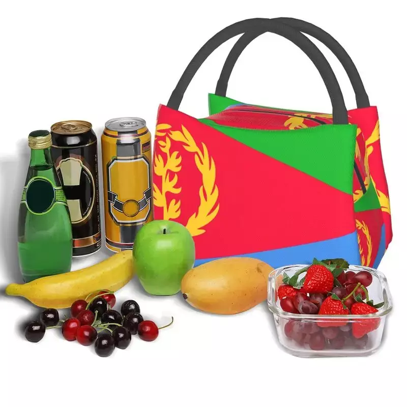 Eritrea bendera kotak makan siang portabel wanita multifungsi pendingin makanan termal terisolasi tas makan siang perjalanan kerja wadah Pinic
