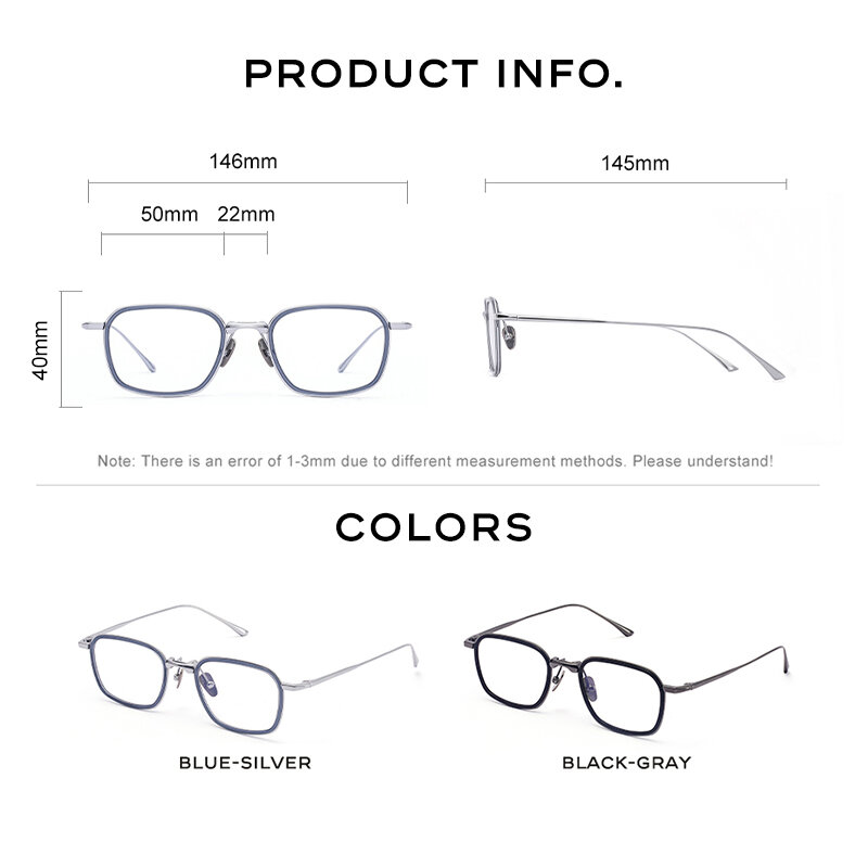 CAPONI-Lunettes à monture en titane pur pour hommes, lunettes anti-lumière bleue, lunettes de protection UV400, lunettes rétro à la mode, JF22010