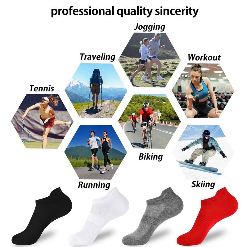 Esportes correndo meias para homens e mulheres, macio, fino, baixo, Top curta-metragem, tornozelo, 5 pares, 10 pares