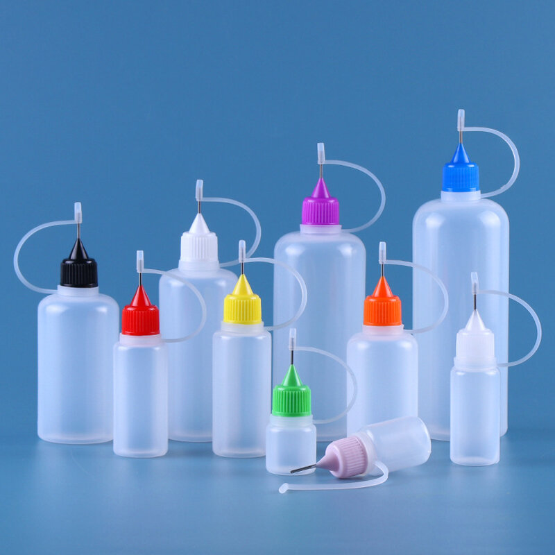 5PCS 3ml-120ml Plastic Squeezable Needle Bottles Eye Liquid Dropper Sample Drop Can Be Glue Ink Applicator Refillable Containers