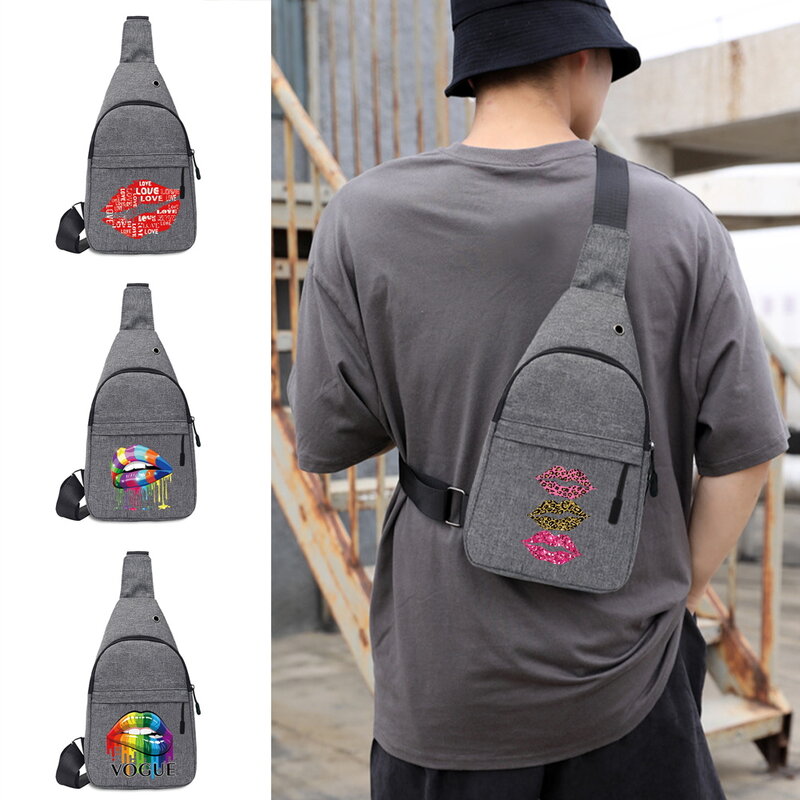 Trend Men's Shoulder Chest Bag Canvas Sport Crossbody Chest Bag for Men Daily Picnic Outdoor Travel Package Mobile Phone Bag