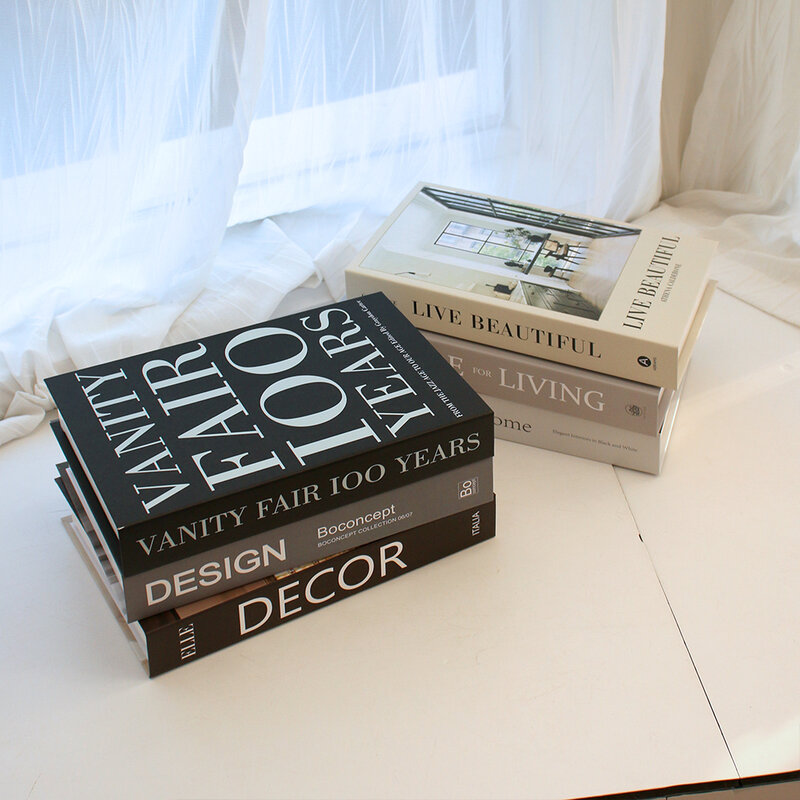 Buku palsu modis untuk kotak dekorasi penyimpanan mewah buku dekoratif meja kopi kamar tidur pembatas buku alat peraga menembak Dekorasi Rumah