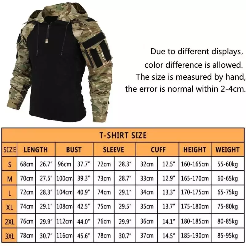 Ons Leger Shirts Camouflage Multicam Militaire Combat T-Shirt Capuchon Mannen Tactisch Shirt Airsoft Paintball Camping Jachtkleding