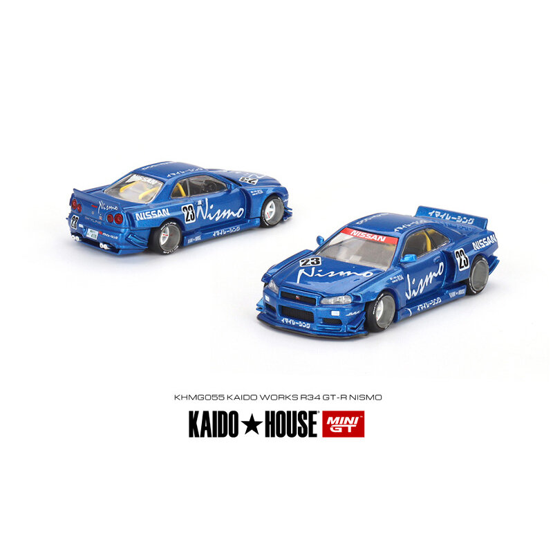 MINI GT In Stock 1:64 Kaido House GTR R34 510 Wagon Rally Hood Opened Diecast Diorama Car Model Collection Miniature Carros Toys