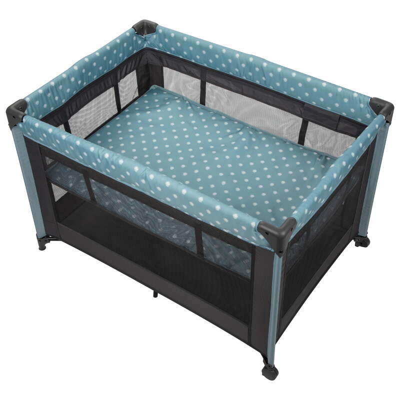 Halaman bermain bayi dengan Bassinet, furnitur kamar tidur titik biru