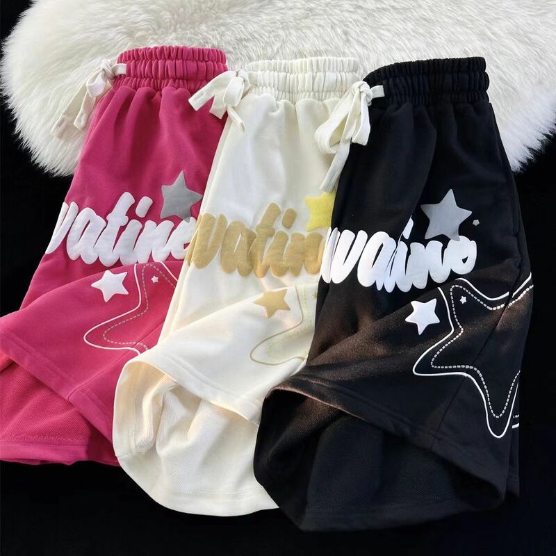 Pantalones cortos deportivos con estampado de letras para mujer, diseño retro americano, informales, holgados, a la moda, tops y2k