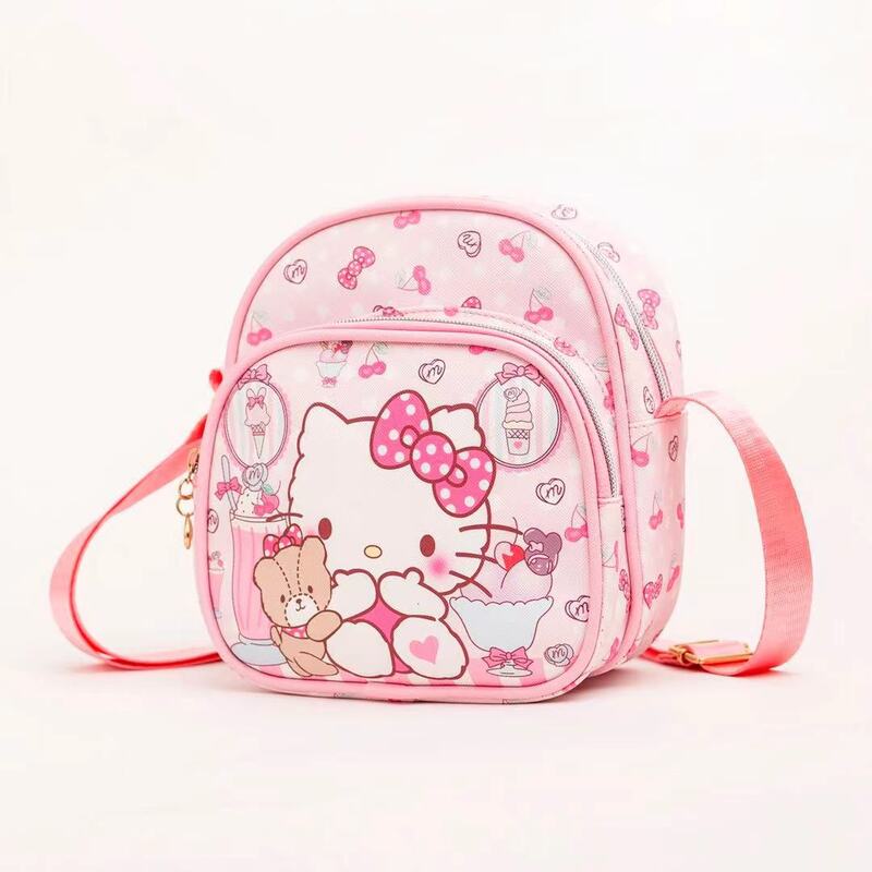 Cartoon Sanrio Kuromi Shoulder Bag Cute My Melody Hello Kitty Cinnamoroll PU Leather Waterproof Portable Backpacks For Kids Girl