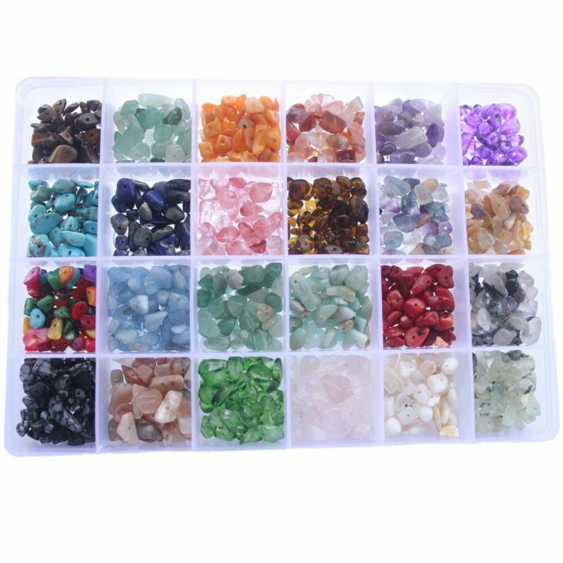 24 Grids Irregular Beads Polishing Crushed Faux Crystal Chips with Box