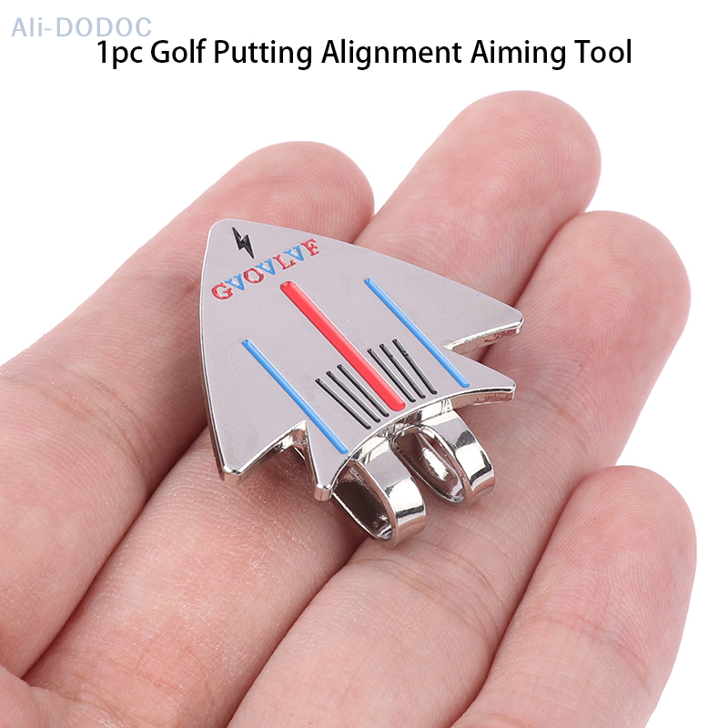 Alat pembidik Penyelaras Golf, 1 buah klip bola dengan topi magnetik pola pesawat, aksesori latihan Golf