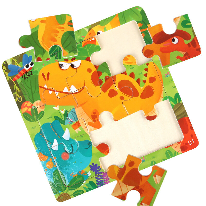 Giocattoli in legno per bambini Puzzle 3D per cartoni animati per bambini Puzzle in blocchi di legno giocattoli educativi precoci Puzzle cognitivo per bambini