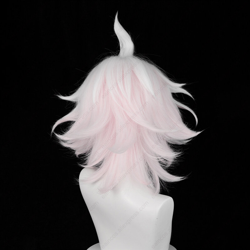 Anime Nagito Komaeda Cosplay Wig 37cm Long Pink White Gradient Wigs Heat Resistant Synthetic Hair