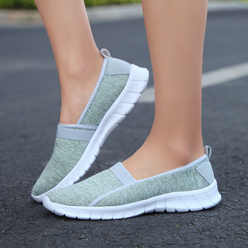 STRONGSHEN-Sapatos vulcanizados para homens e mulheres, sapatos de caminhada plana, malha respirável, tênis slip-on, tênis feminino, moda