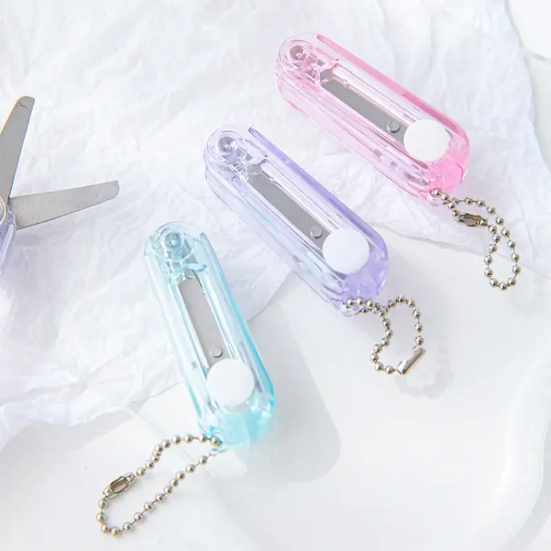 Симпатичные цветные складные канцелярские ножницы Morandi с прозрачной оболочкой безопасные Портативные Выдвижные детские ножницы ручной работы для резки бумаги