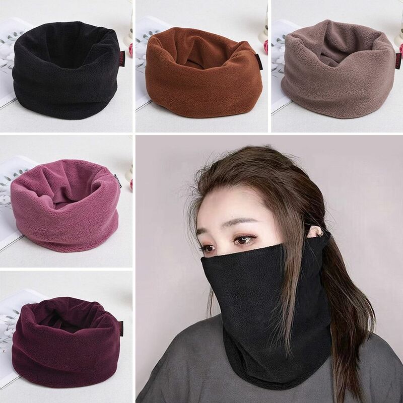 Fleece Scarf New Fashion Windproof Solid Color Face Cover Neck Warmer Women