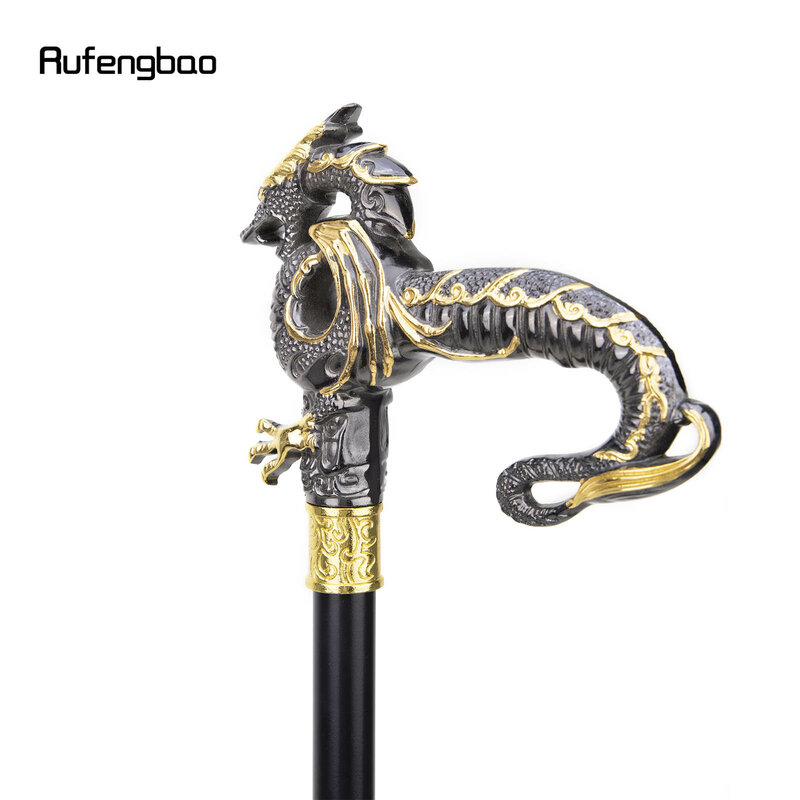 Gold Black Luxury Dragon Single Joint Walking Stick con piastra nascosta Self Defense Fashion Cane Plate Cosplay Crosier 93cm