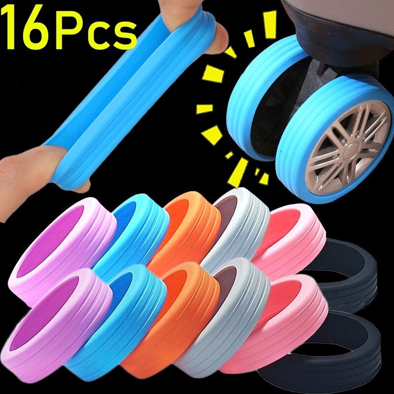 Étui de protection de roue de valise en silicone avec son silencieux, housse de roulettes de boîte de chariot de bruit, chaussures de roulette de bagage de voyage, nouveau, SAP