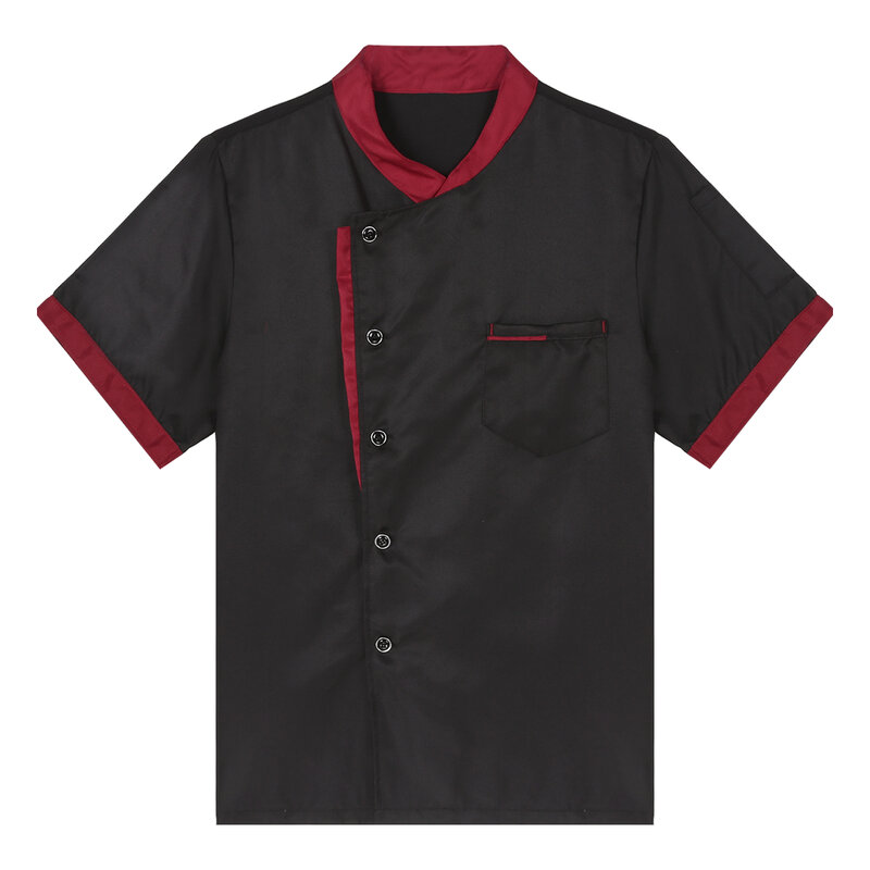 Men's Chef Uniform Restaurant Hotel Kitchen Cook Short Sleeve Shirt Bakery Canteen Work Jacket Coat Unisex Worker Clothes Tops