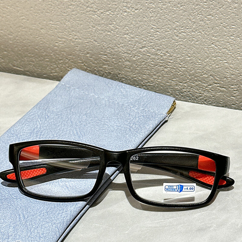 New Reading Glasses Men Women Sports Anti-blue Black Red TR90 Frame Presbyopia Eyeglasses +100 to+400 Light-Weight Eyewear