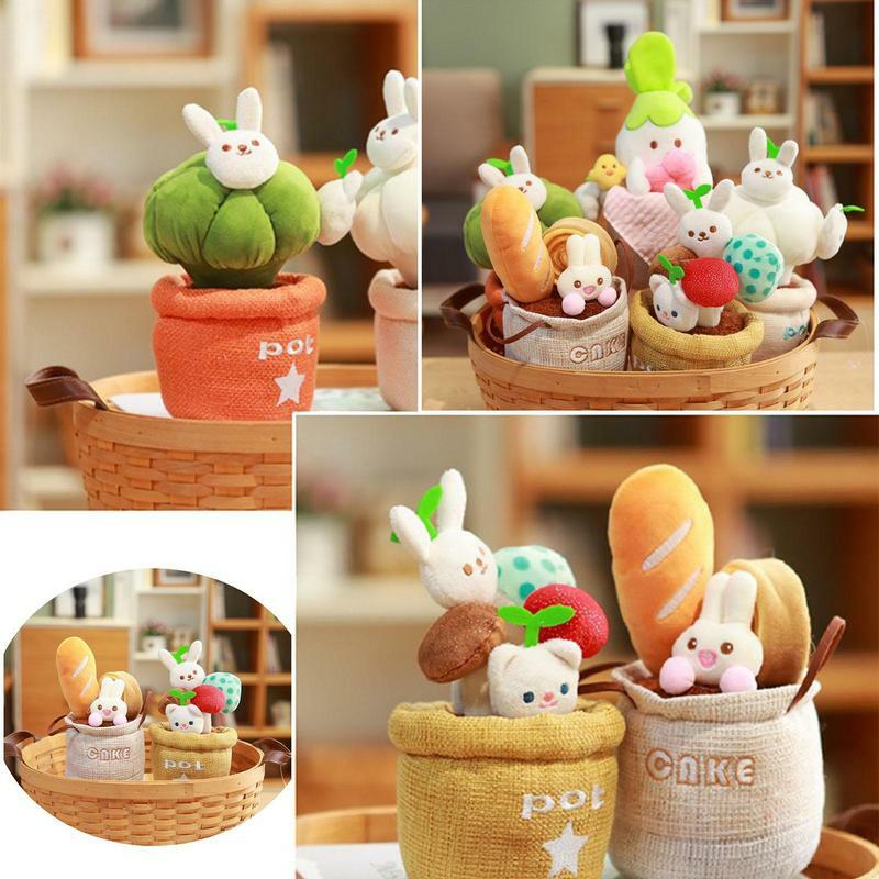 귀여운 토끼 다육 냄비 봉제 장난감, 부드럽고 편안한 봉제 식물 시리즈, 책장 장식 인형, 화분에 심은 꽃 장난감