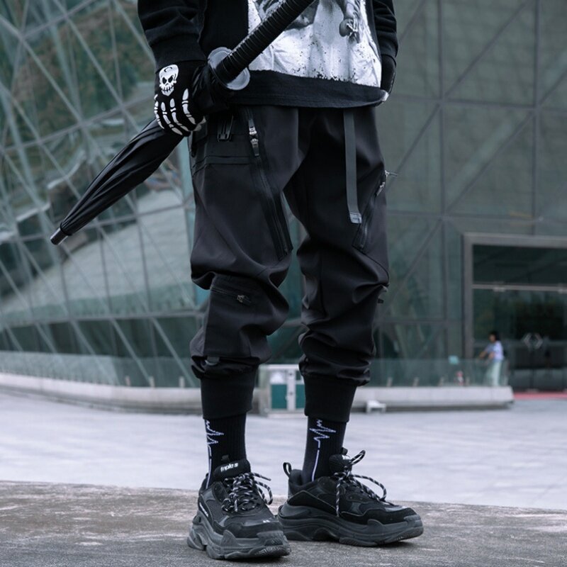 2024 Autumn New Men Punk Style Multi-pocket Design Tactical Cargo Pants Y2K High Street Techwear Cuffed Pants pantalones шорты