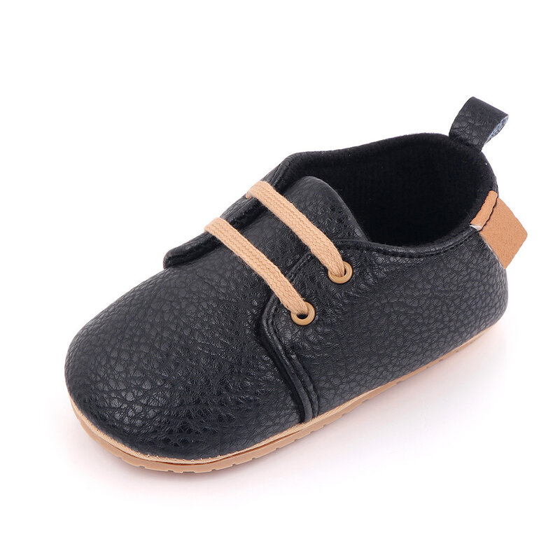 Chaussures coordonnantes en cuir PU pour nouveau-né garçon et fille, baskets mignonnes à semelle en caoutchouc, à la mode