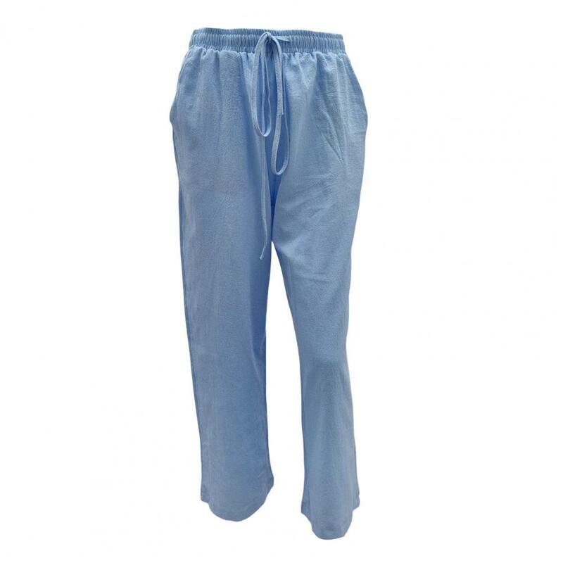 Pantalones informales de verano para mujer, pantalón elegante con cordón de cintura elástica y bolsillos, cómodo e informal